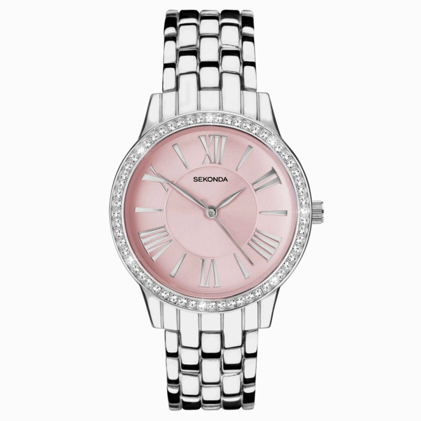 Sekonda Charlotte Ladies Watch | Silver Case & Alloy Bracelet with Pink Dial | 40477