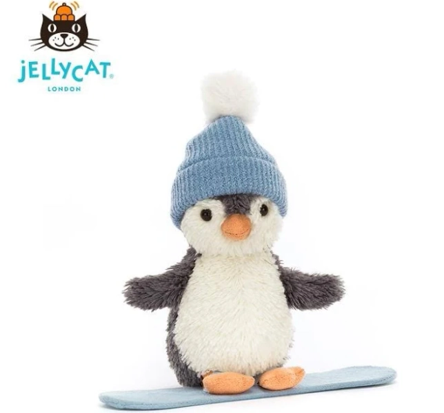 Jellycat Peanut Penguin Snowboard Plush Toy, Comforting Doll Gift, 2025 Christmas New Arrival