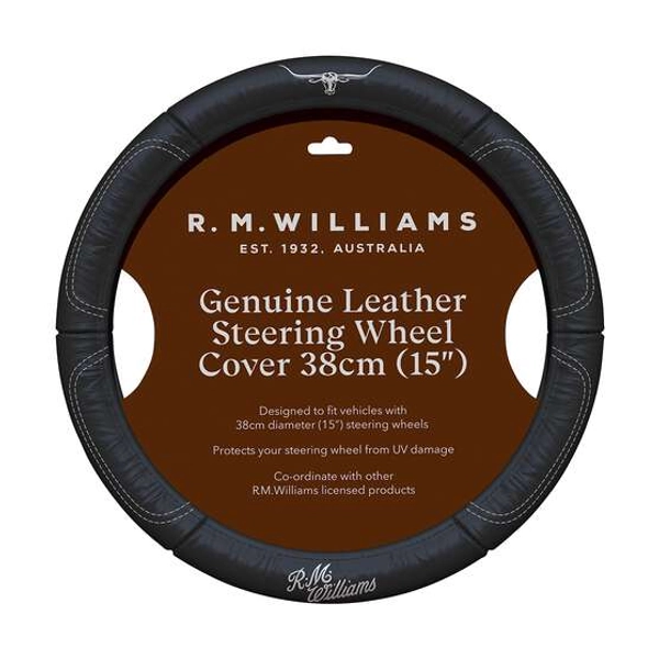 R.M.Williams Steering Wheel Cover Leather Black 380mm