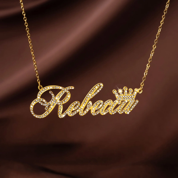 Personlig Bling navn halskjede med krystall 6 skriftstiler Minimalistiske smykker Bursdag jubileumsgave til henne - CALLIE
