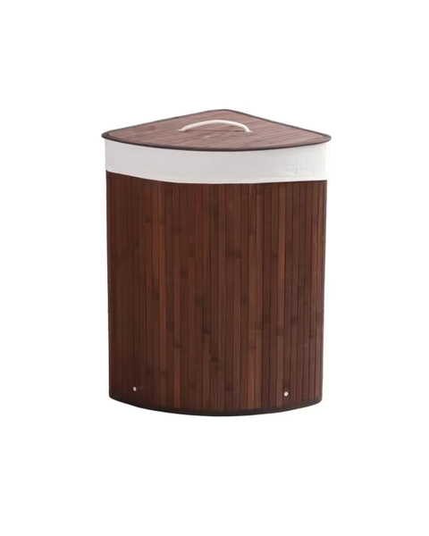 Sherwood Home Corner Folding Bamboo Laundry Hamper 35x35x60cm - Brown