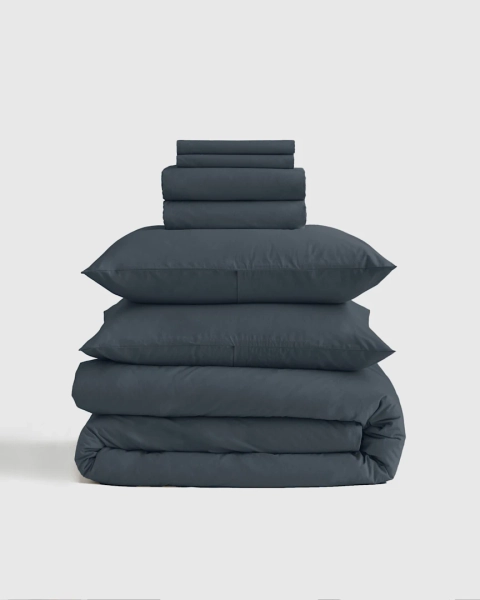 Organic Brushed Cotton Deluxe Bedding Bundle in Nightfall