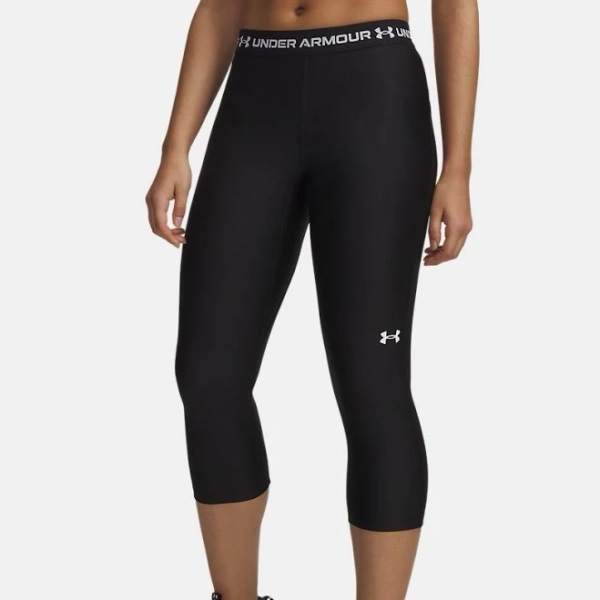 Womens HeatGear 3/4 Leggings Tapered Leg Athletic Pants - Black, Md, Under Armour