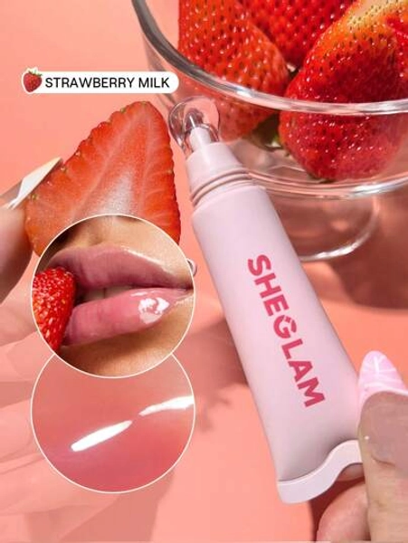 SHEGLAM Crystal Glaze Moisturizing Lip Care-Strawberry Milk Moisturizing Clear Lip Care Clear Watery Mirror Lip Care Hydrating Reduce Lip Fine Lines Lip Makeup Brand Beauty Makeup Cosmetic For Women Girls Perfect For Fall Winter Ideal For Y2K Fancy Fashion Suitable For Birthday Present Halloween Party Ready Best Color