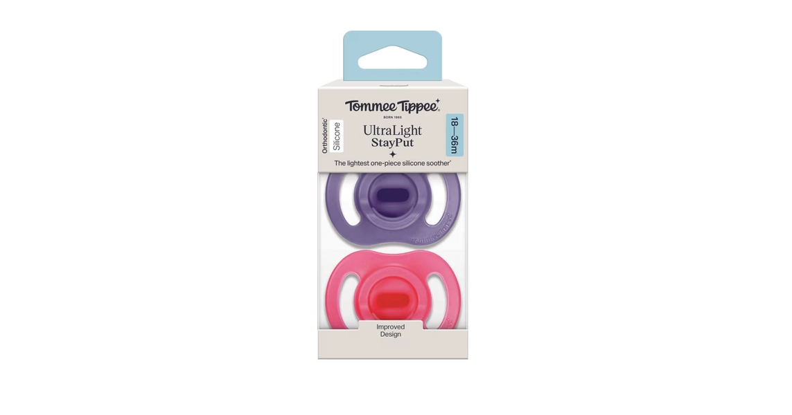 Tommee Tippee Ultra-Light Stayput Silicone Soother 18-36 Months 2 Pack | Baby Bunting NZ