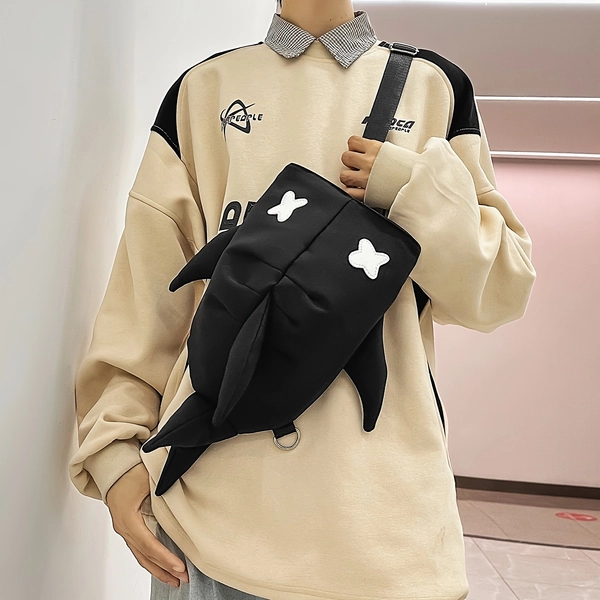 A Stylish And Casual Single-Shoulder Backpack That Can Also Be Worn As a Double-Shoulder Bag, Perfect for Couples. This Trendy Shark-Themed Backpack Is Suitable for High School And College Freshmen, Ideal for Travel, University Sports, And Commuting. It Features a Multifunctional, And Lightweight Design with Multiple Pockets, Making It a Great School Supply. This Versatile Bag Is Also a Fantastic Gift for Men During Halloween, Christmas, Or As a Valentine'S Day Present for Your Boyfriend.