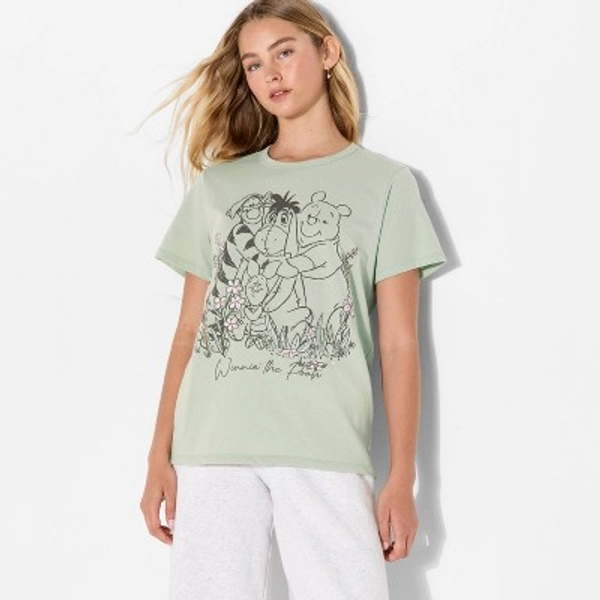 Women's Winnie The Pooh & Friends Short Sleeve Graphic T-Shirt - Green XXS