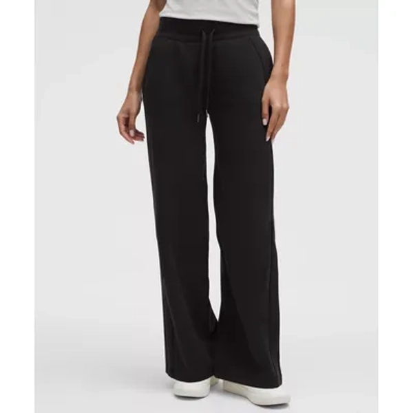  Heathered Core Medium Grey Scuba Mid-Rise Wide-Leg Pant