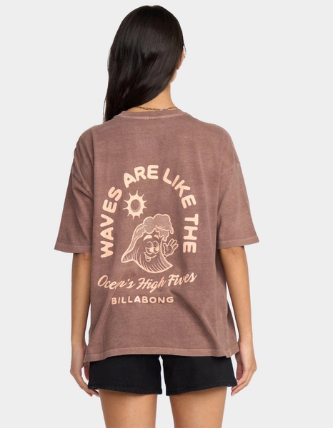 BILLABONG The Great Waves Womens Oversized Tee - BROWN