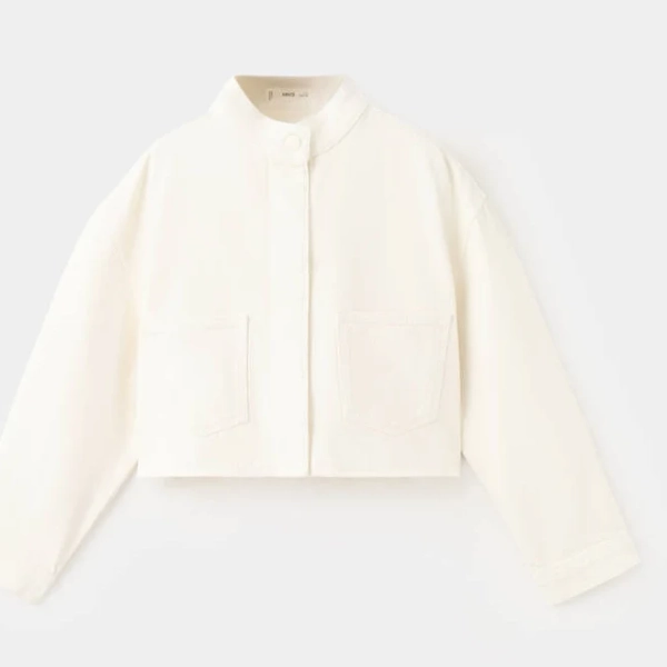MANGO Kids Denim Jacket with Band Collar