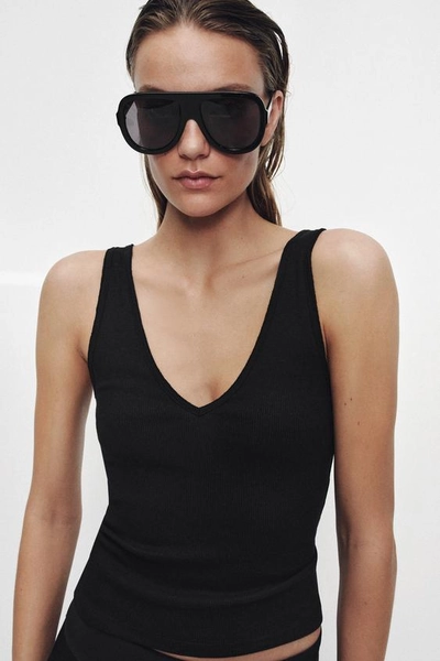 RIB V-NECK TOP