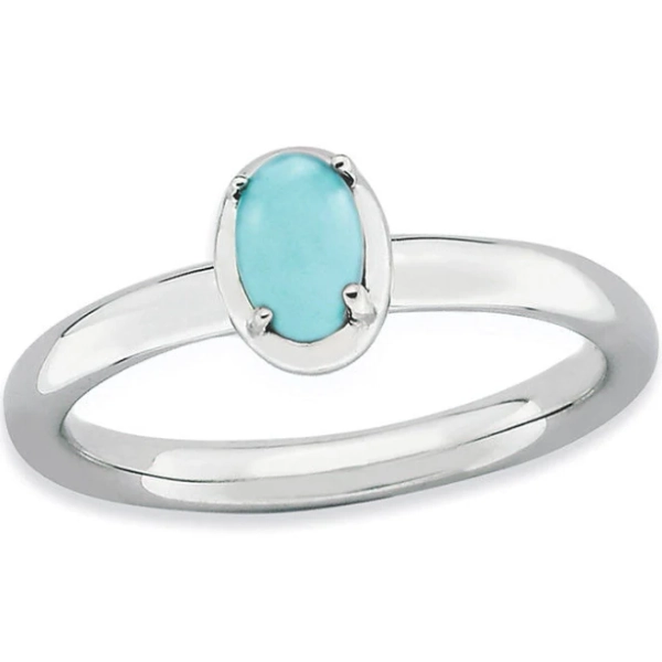 Zales Sterling Silver Oval Turquoise Stackable Expressions Ring
