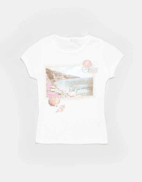 FULL TILT Shell Sorrento Girls Tee - CREAM