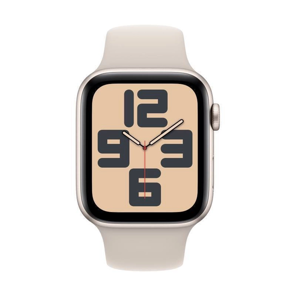 Apple Watch SE 2024 Aluminium 44mm Αδιάβροχο με Παλμογράφο (Starlight με Starlight Sport Band - M/L)