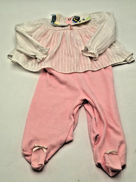 Little Me Baby 1 pc Pink Romper Size 18-21 lbs Embellished w/ Footies Vtg 1980's