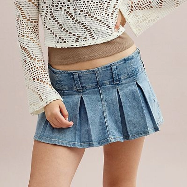 Juniors' madden girl Denim Pleated Skort