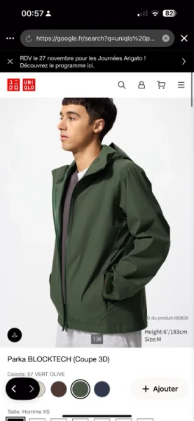 Parka BLOCKTECH (Coupe 3D) pour Homme | UNIQLO FR