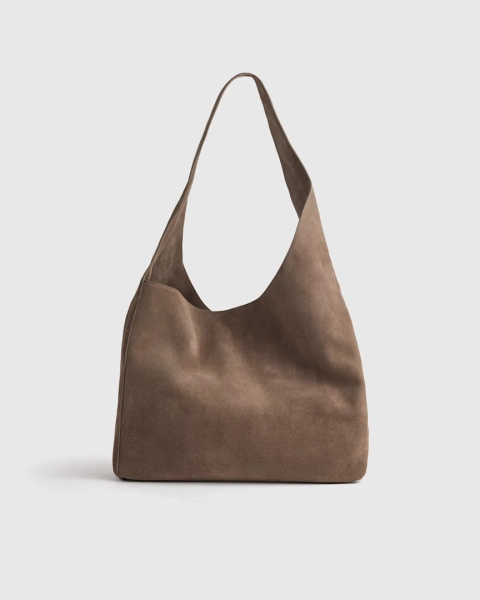 Italian Suede Slouchy Shoulder Bag in Whiskey