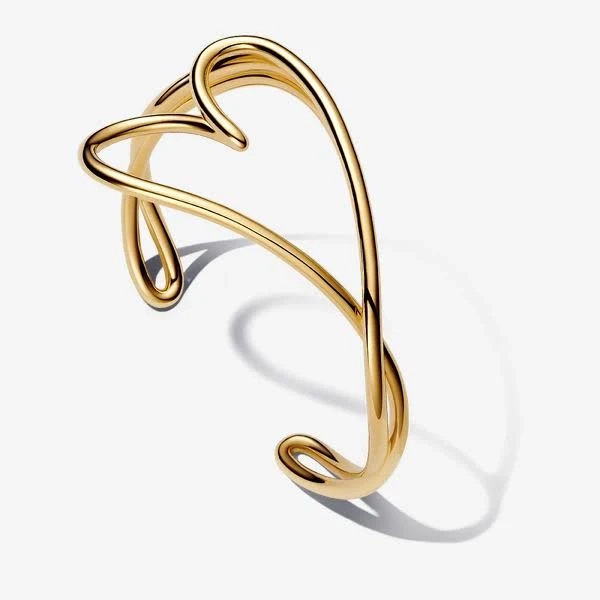 Pandora 14K Gold-Plated Heart Shaped Bangle Bracelet