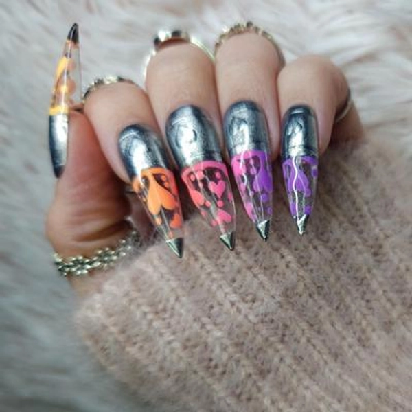 I Lava You Press On Nails / Holiday nails / Valentines / love / holiday / handpainted / glow / hearts / ombre / lava lamp / in the dark