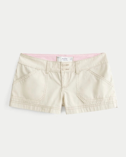Low-Rise Poplin Pop Waistband Mini Shorts
