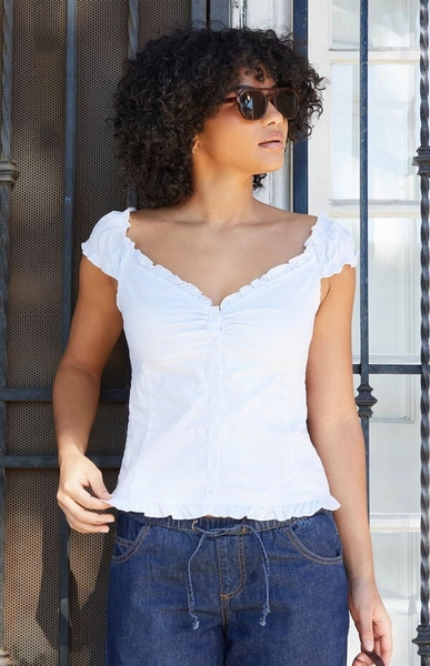 Light Blue Gingham Elena Tank Top