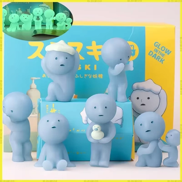 New-Hot Smiski Bath Serie Mystery Cute Glow In The Dark Green Doll Action Figures Cartoon Desktop Blind Box Model Gift Doll Toys - AliExpress 