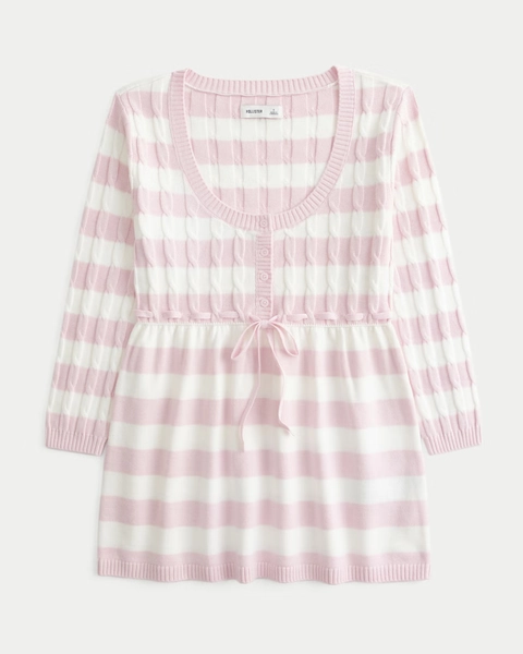 Cable-Knit Babydoll Sweater