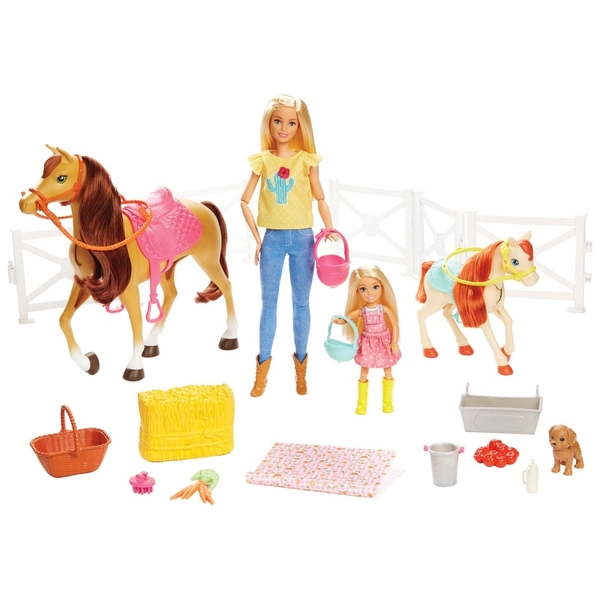 Barbie Hugs 'n' Horses Barbie and Chelsea Playset