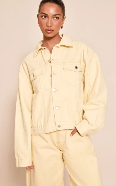 Pale Yellow Oversized Classic Denim Jacket