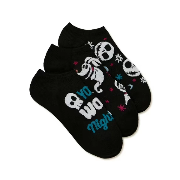 Disney Nightmare Before Christmas, Women's No-Show Socks, 3-Pack, Size 4-10
