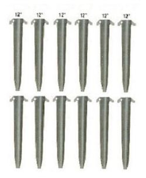 12 Pack USGI 12in Military Surplus Tent Stakes