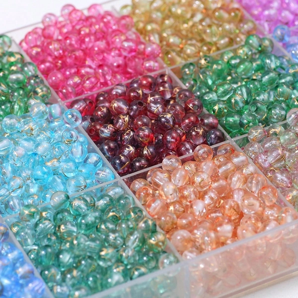 100pcs 8mm Mixed Color Textured Round Beads, Acrylic Loose Beads Suitable For DIY Jewelry Making - Bracelets, Necklaces, Earrings