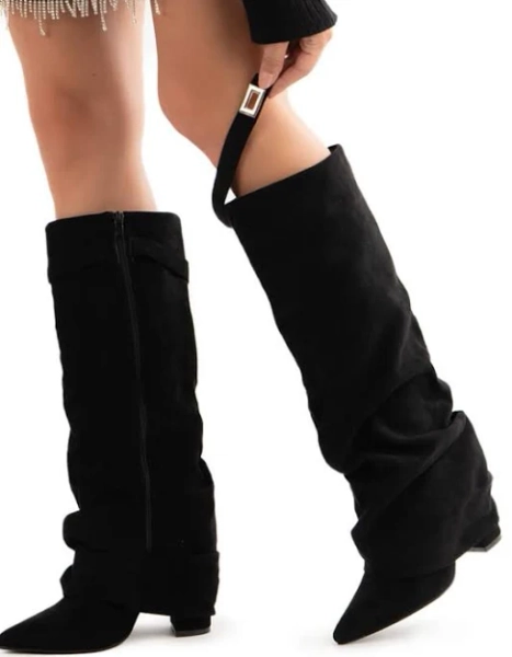 Knee High Boots with Metal Lock