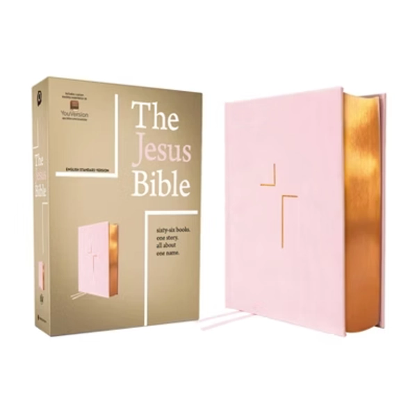 The Jesus Bible, ESV Edition, Leathersoft Over Board, Pink - by  Zondervan Publishing (Leather Bound)