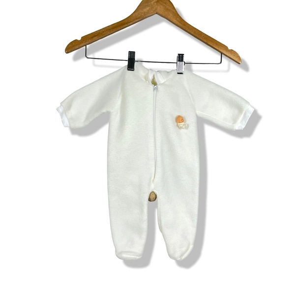 Vintage 80s Fleece Bunny One Piece Kids 6-9M White Easter Costume Aesthetic