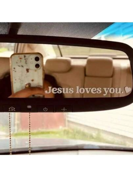 1/2/5pcs "Jesus Loves You " Car Stickers, Driving Stickers,Car Rearview Mirror Stickers,Gift For Teachers, "Believe In God" With Heart Shape Design - Christian Decorations Suitable For Churches, Homes And Offices!