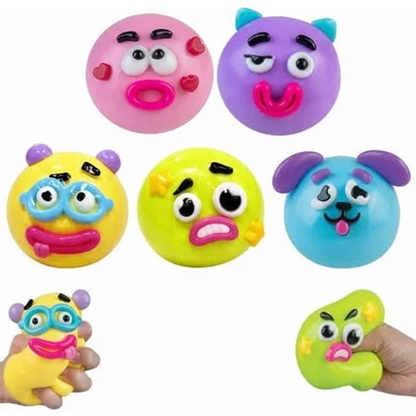 5 PC Smushers Squishy - Novelty Smush Face Squeeze Toys, 2026 Summer Squishy Stress Ball Toys, Slow Rising Fidget Party Favor for Birthdays