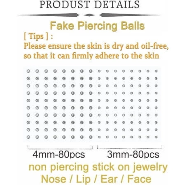2-Sticky Steel Ball Fake Piercings