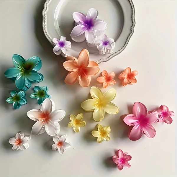Gradient Candy Flower Hair Clip - Women'S Elegant Woven Hair Tie, Soft And Colorful Suitable for Beach Photography And Daily Use Fashion Additions Ponytail & Updo Styling Women'S Headwear Beachwear Cute Design Durable Hair Clip