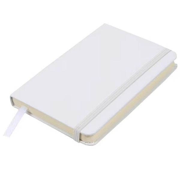 JAM Paper Hardcover Notebook with Elastic Band, 1/Pack, White, Small, 3 3/4 x 5 5/8, 100 Lined Sheets
