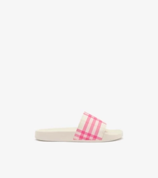 Check Slides in Aubergine purple - Women | Burberry® Official