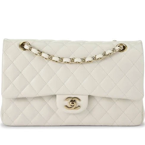 CHANEL Women's Quilted Caviar Classic Double Flap Leather