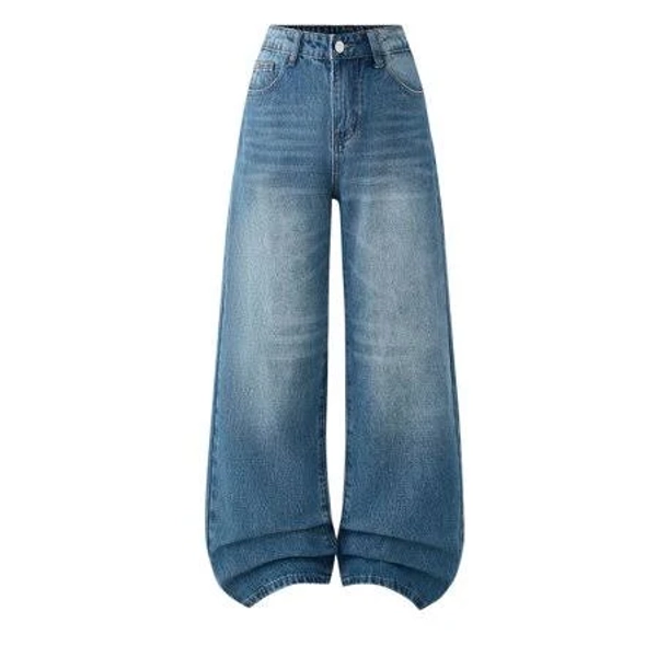 Pimfylm Teen Girl Wide Leg Jeans Girls Baggy Jeans Wide Leg Jeans Elastic Waist Casual Denim Pants Kids Blue,Size