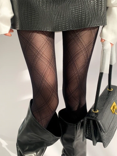 Noir Lattice Sheer Tights