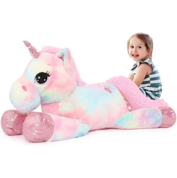 43in Giant Unicorn Stuffed Animal, Rainbow Pink Stuffed Unicorn Toys for Girls and Women, Big Unicorn Plush Gifts for Valentines Day, Christmas,