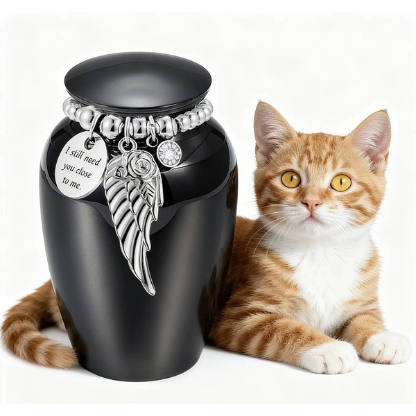 Funeral Supplies CATS Memorial, Memorial Urn for Loved Ones, Modern art fashionable urn Openable Wings, Pet Hair, Ashes, Heartfelt Tribute Design, Sleek Modern Urns Stainless Steel Pet Memorial Urn Ashes Display Case for Loss Pet