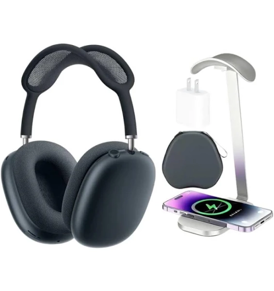 Apple - AirPods Max (USB-C) - Midnight + Power Adapter, Headphone Stand/Charging Pad & Carrying Case