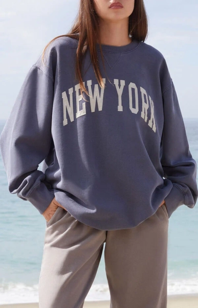 Blue Erica New York Oversized Crew Neck Sweatshirt