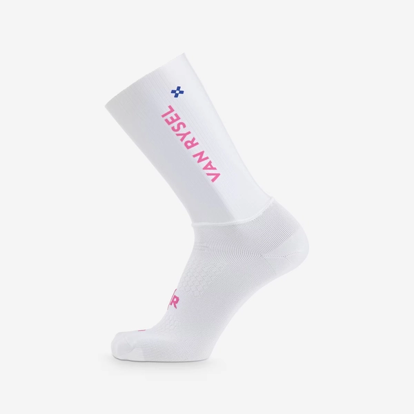 Chaussettes de vélo de route, RCR-R blanc rose | Decathlon